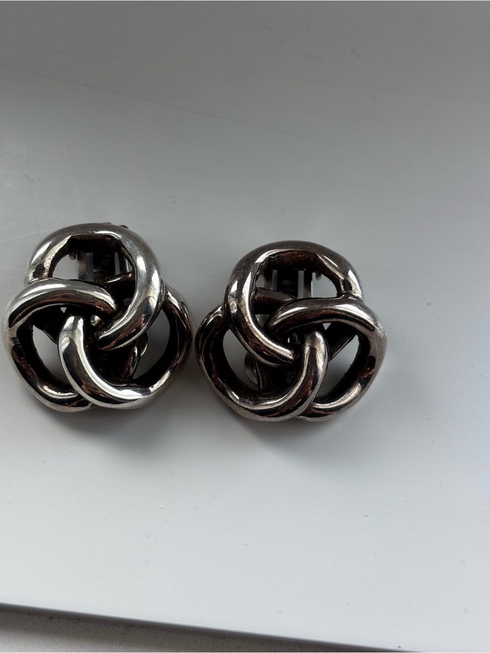 sterling  925  heavy Tone Knot Clip-On Earrings